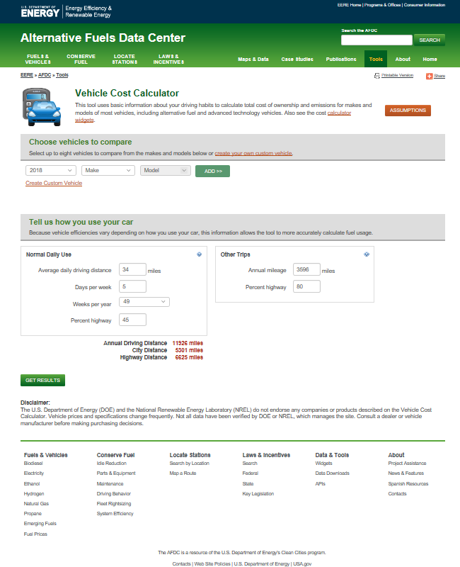 vehicle travel cost calculator